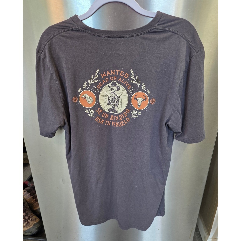Sendero Provisions Co Mens Large T-Shirt Grey Wanted Dead or Alive Skeleton Tee
